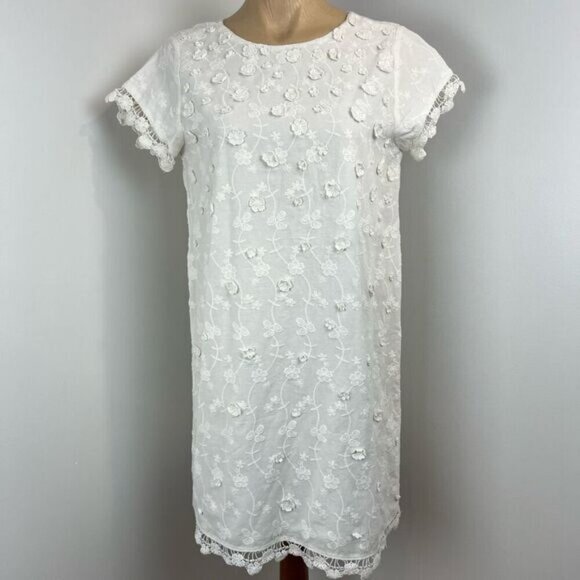 Zara Basic Collection Women’s Medium White Floral Lace Cottagecore Midi Dress - Picture 1 of 15